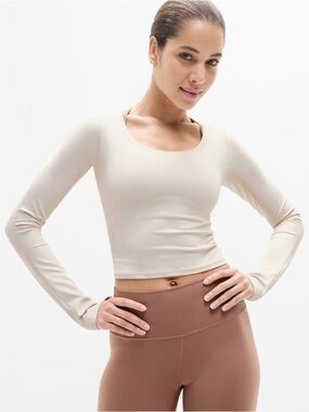 Athleta Transcend Crop Top in Bone Size Small